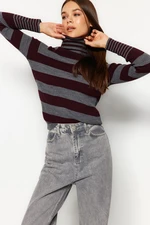 Trendyol Anthracite Striped Knitwear Sweater