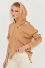 Cool & Sexy Women's Camel Window Scuba Sweatshirt