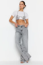 Trendyol Gray Low Waist Wide leg Jeans