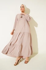 Bigdart 1627 Collar Lace-Up Hijab Dress - C. Beige