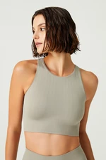 LOS OJOS x Melody Soft Khaki Barbell Neck Seamless Sports Bra