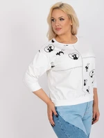 Ecru blouse plus size with appliqué and 3/4 sleeves Margeret