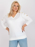 Ecru plus size blouse with V-neck