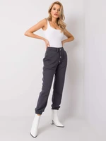 RUE PARIS Dark gray women's sweatpants