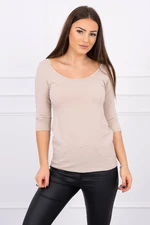 Blouse with round neckline beige