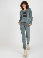 Women's velour tracksuit set - anthracite