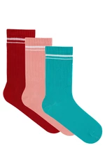 LOS OJOS 3 Pairs Multicolored Cotton Long Length Retro Socks