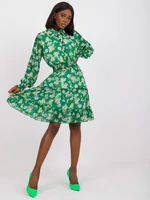 Green dress with floral prints