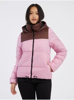 Burgundy-pink Quilted Winter Hooded Jacket Noisy May Ales - Women