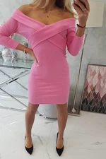 Dress with pink V-neck