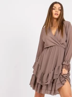 Beige wrap dress with ruffles Savannah OCH BELLA