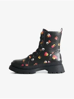 Black Desigual Boot Flowers - Women Ankle Flowered Shoes - Women