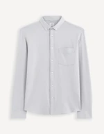 Light grey men's slim fit shirt Celio Dactive