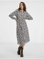 Cream-black women's patterned shirt dress VILA Daca