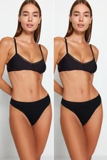 Trendyol 2-Pack Black Seamless/Seamless Brazilian Panties