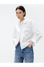 Koton Crop Shirt with Staple Detailed Pockets Cotton