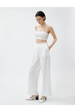 Koton Wide Leg Trousers with Pockets, Elastic Waist.