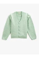 Koton Basic Knitwear Cardigan with a Soft Texture, Long Sleeves, V-Neck With Buttons.