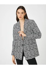 Koton Zebra Patterned Blazer Jacket with One Button