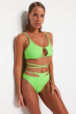 Trendyol Green Cut Out/Window High Waist Normal Leg Bikini Bottom