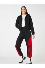 Koton Jogger Pants with Printed Tie Waist Elastic Legs Fleece Inner