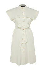 Trendyol Curve Stone Belted Woven Shirt Dress