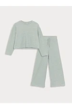 LC Waikiki Crew Neck Basic Long Sleeve Girls T-Shirt and Trousers