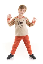 Denokids Bear Plaid Boys' Sweatpants Tops Set