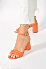 Fox Shoes Orange Single Strap Women's Thick Heeled Shoes