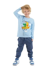 Denokids Helicopter Boys Blue T-shirt and Pants Set