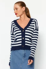 Trendyol Ecru Soft Textured Striped Knitwear Cardigan