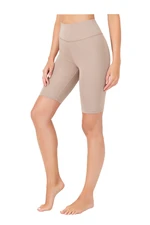 LOS OJOS Women's Beige High Waist Contouring Cycling Shorts Sport Leggings