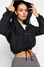 Trendyol Black Oversized Hooded Rain Coat