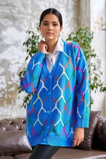 InStyle Tera Patterned Knitwear Cardigan - Blue