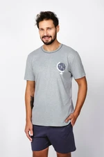 Men's pyjamas Abril, short sleeves, shorts - melange/navy blue