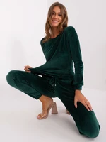 Dark green viscose velour set by Clarisa RUE PARIS