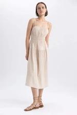 DEFACTO A Cut Strapless Muslin Maxi Short Sleeve Woven Dress