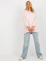 Light pink basic sweatshirt with round neckline