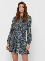 JDY Blue Floral Dress with Neckline Jacqueline de Yong Mia - Women