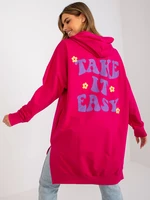 Fuchsia and purple zippered sweatshirt with pockets