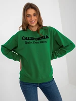 Dark green loose hoodie with inscriptions