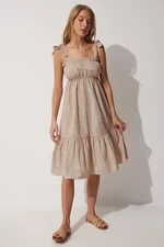 Happiness İstanbul Dress - Brown - Ruffle both