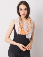 Brown and orange scarf with print