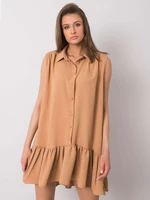 Dark beige dress with ruffle Odelia RUE PARIS