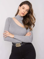 Lady's gray sweater with cutouts