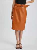 Women's brown faux leather pencil skirt ORSAY