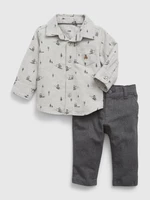 Set of boys' patterned shirt and pants in grey GAP