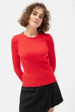 Lafaba Women's Red Crewneck Knitwear Sweater