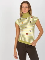 Lime Fitted Turtleneck Sweater with Applique