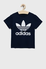 Dětské bavlněné tričko adidas Originals tmavomodrá barva, s potiskem